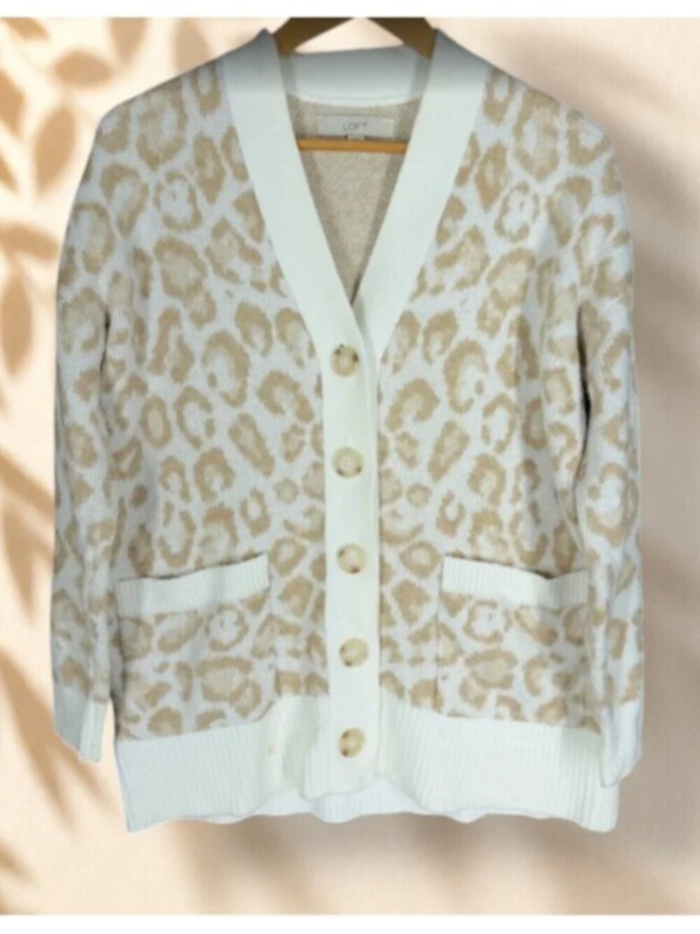 Women's LOFT Animal print button down sweater